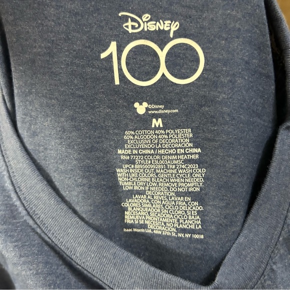 NWT Disney 100 Years of Wonder Holographic Blue Tee Shirt Top Size M - Picture 7 of 7